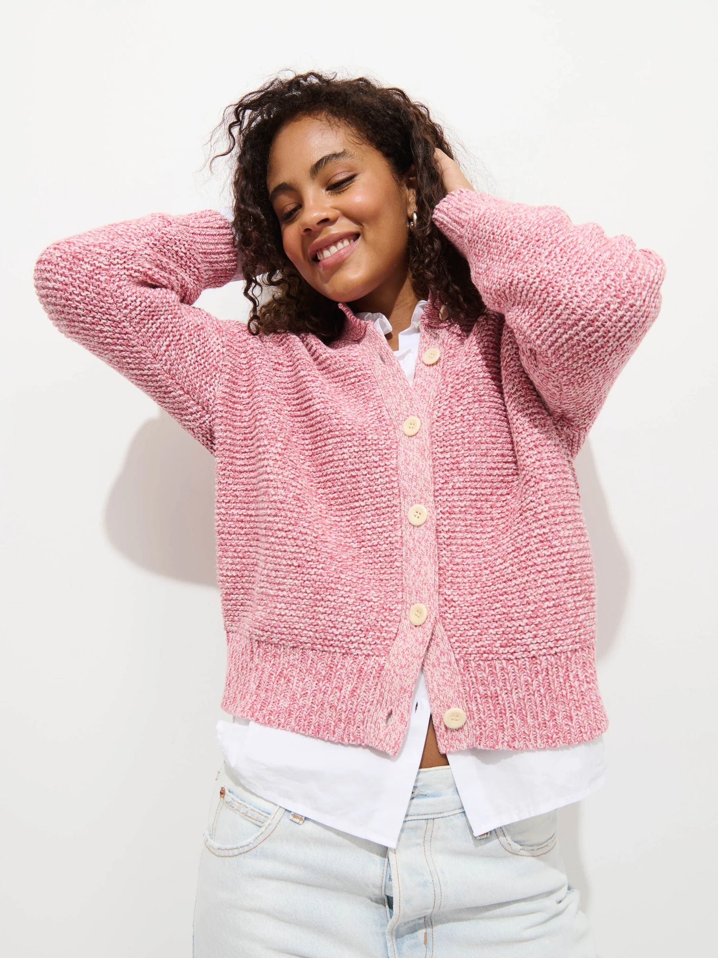 Nico Marled Pink Cardigan in Cotton