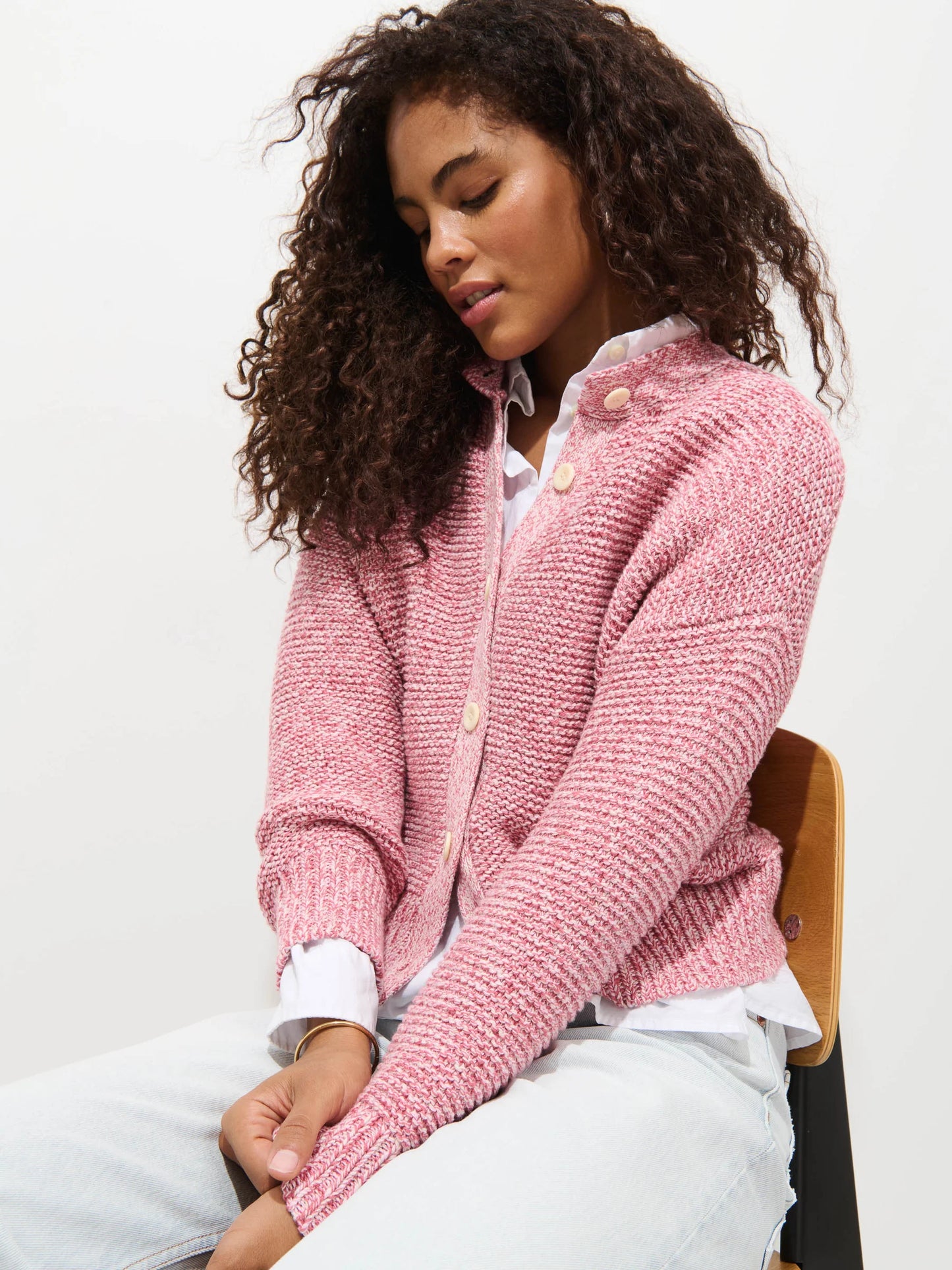 Nico Marled Pink Cardigan in Cotton