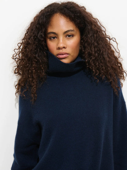 Maisie Navy Turtleneck Sweater in Cashmere