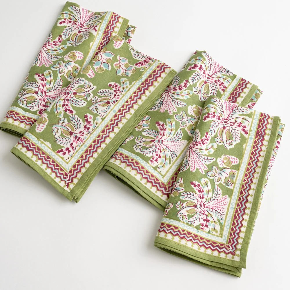 Grecian Palm Fern & Magenta Napkin | Set of 4