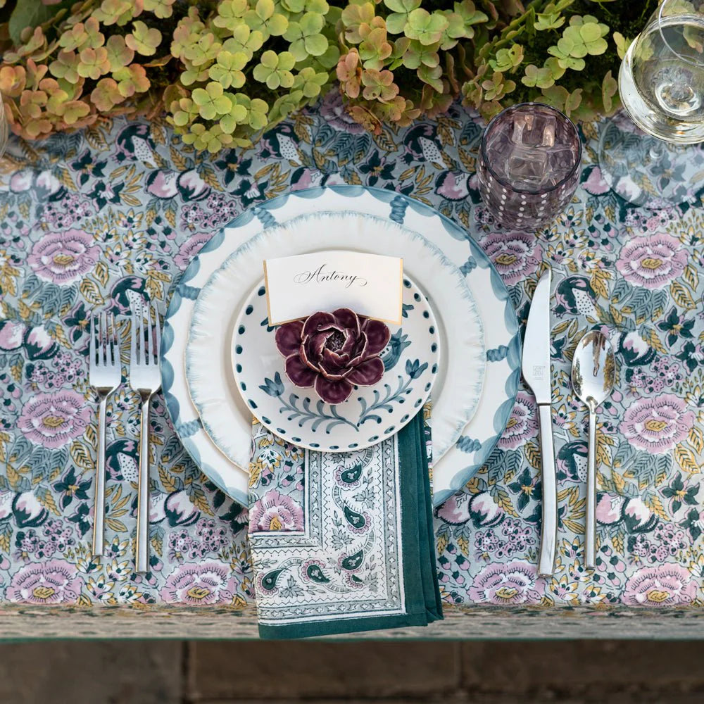 Pomegranate Garden Teal & Lilac Napkin | Set of 4