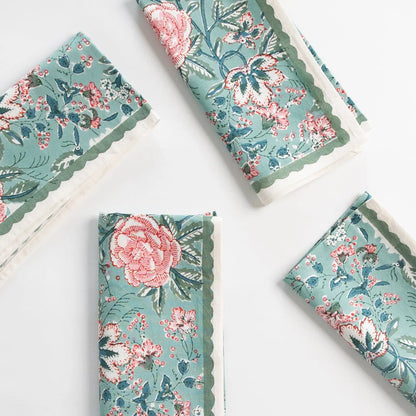 Butterfly Garden Aqua & Rose Napkin | Set of 4