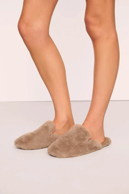 Plush Mule Slipper in Toffee