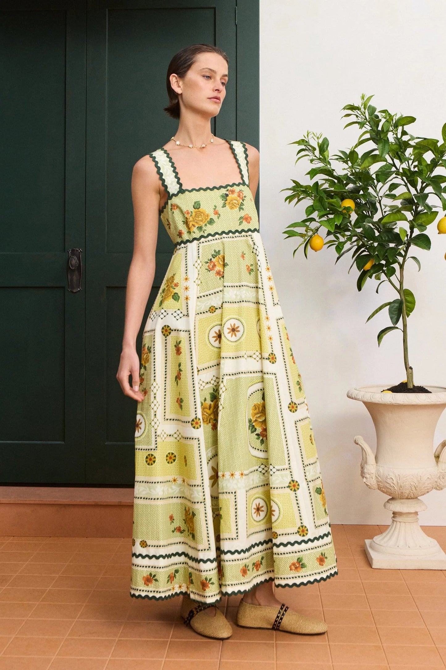 Dixie Cotton Midi Dress in Citrus