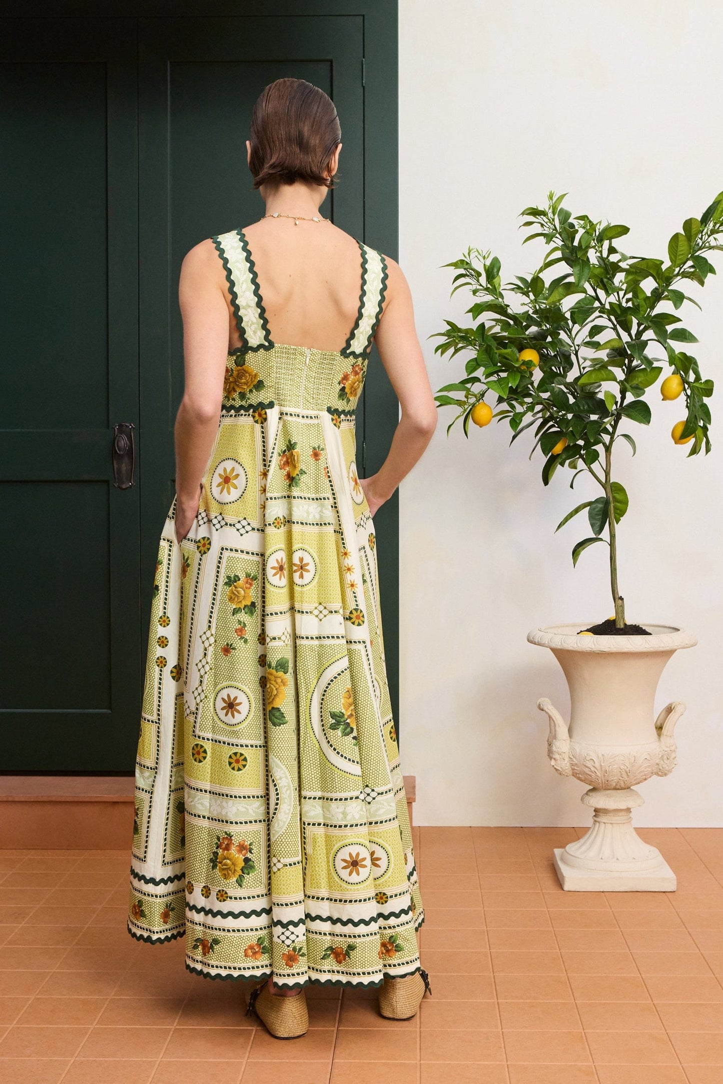Dixie Cotton Midi Dress in Citrus