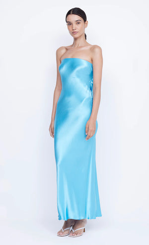 Moon Dance Strapless Dress in Topaz Blue