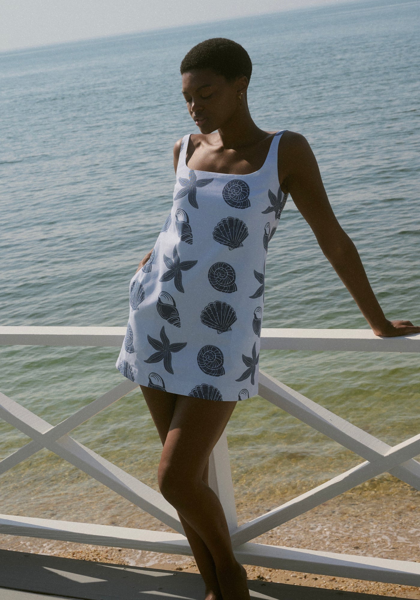 Cappie Mini Dress in Blue Large Shell