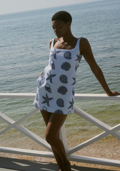 Cappie Mini Dress in Blue Large Shell