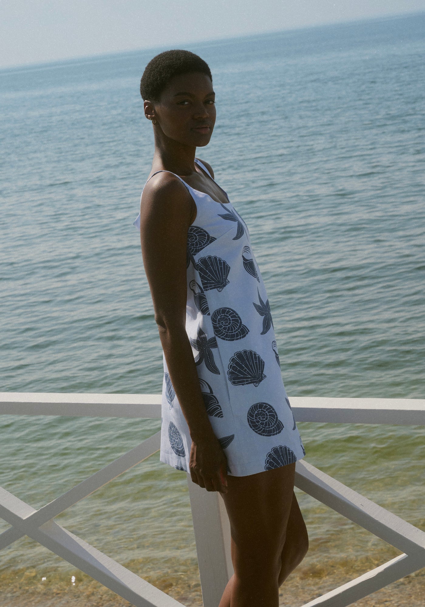 Cappie Mini Dress in Blue Large Shell