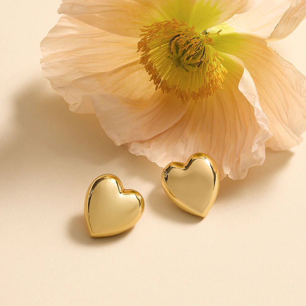 
            
                Load image into Gallery viewer, Gold Heart Stud Earrings
            
        