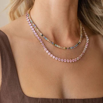 
            
                Load image into Gallery viewer, Georgie Crystal Necklace in Pink
            
        