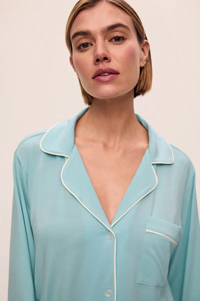 Gisele TENCEL™ Modal Long PJ Set in Canal Blue/Ivory