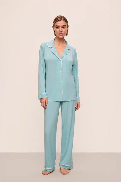 Gisele TENCEL™ Modal Long PJ Set in Canal Blue/Ivory