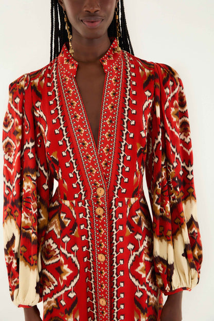 Cream Ainika Pineapple Ikat Maxi Dress