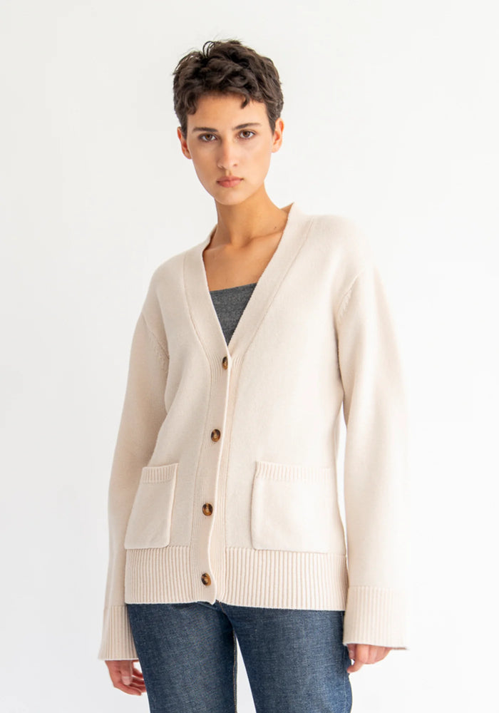 Hera Merino Wool Cardigan in Off-White