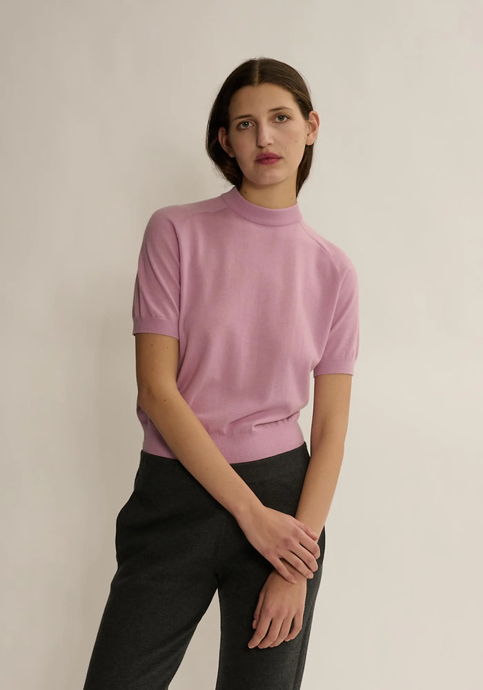 Irelia Merino Wool Top in Pink Rose