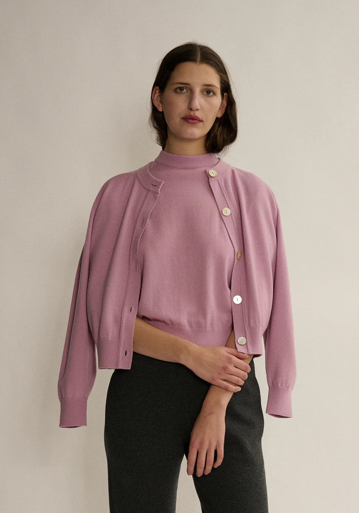 Irelia Merino Wool Top in Pink Rose