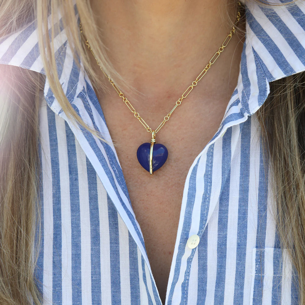 Wrapped Heart Charm in Lapis