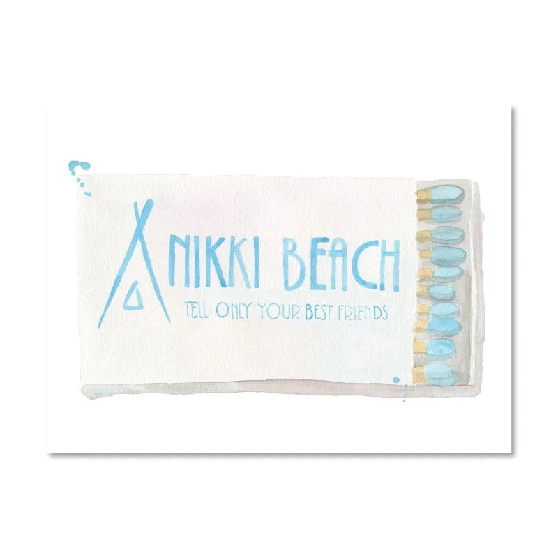Nikki Beach Matchbook Watercolor Print