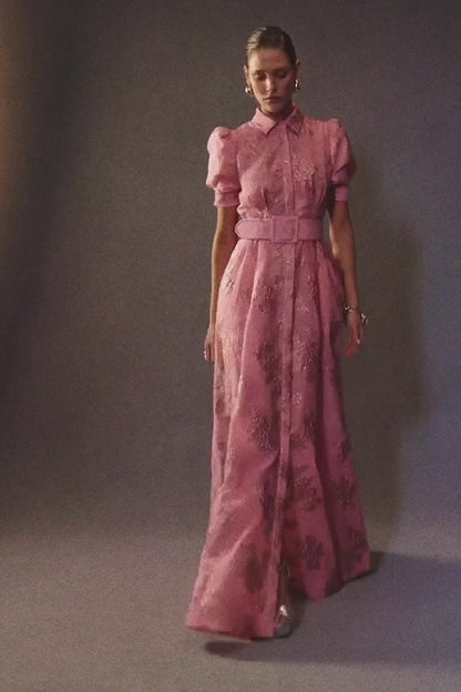 Annette Button Gown in Pink