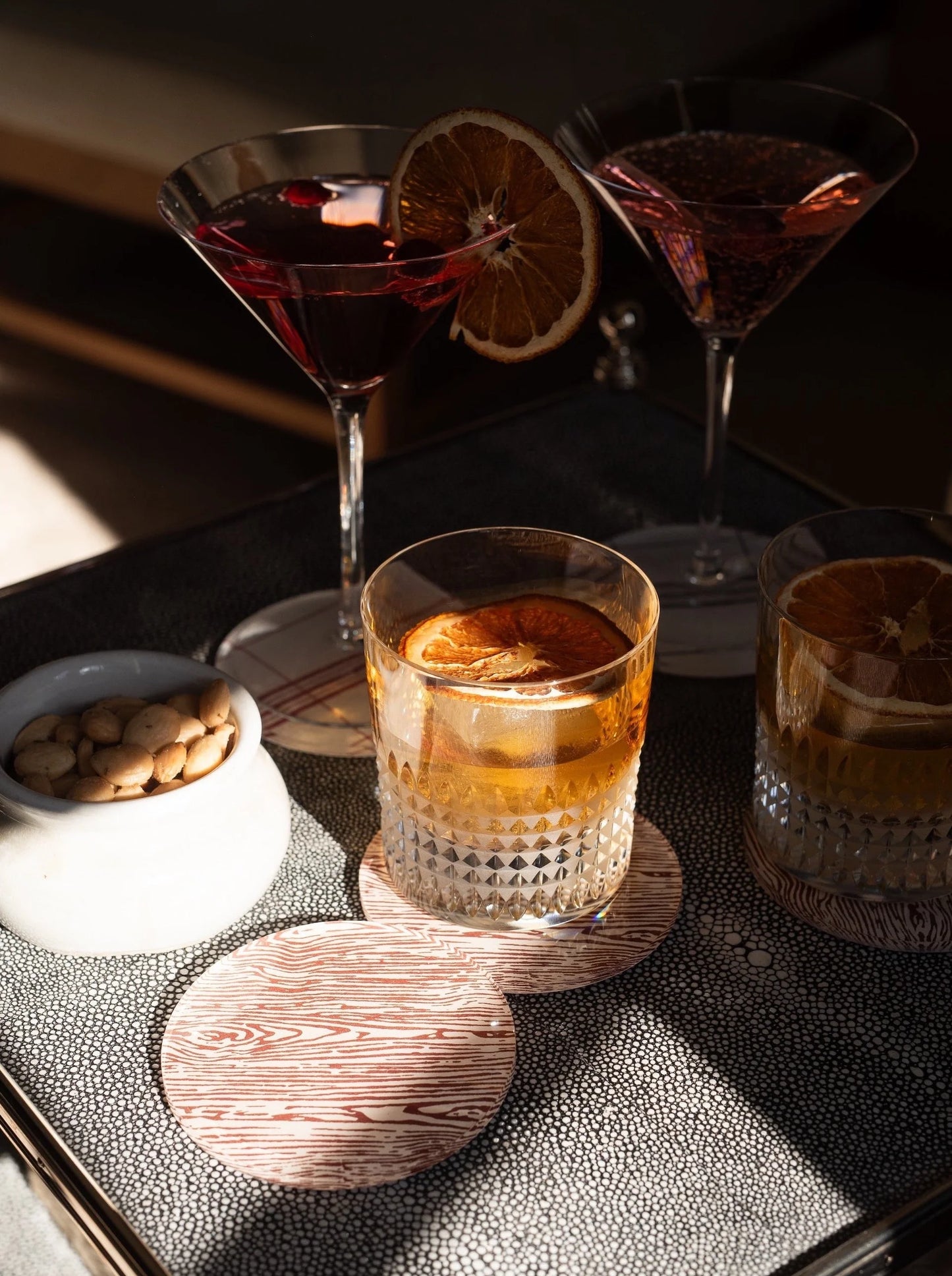 Green & Brown Coasters Set of 4