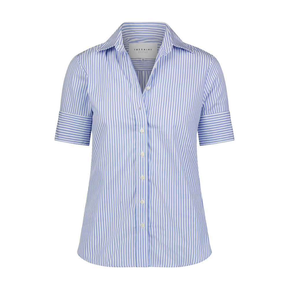 The Short Sleeve Shirt in Blue/White Stripe