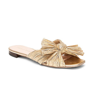 
            
                Load image into Gallery viewer, Daphne Gold Knot Pleated Sandal
            
        