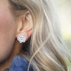 Delphine Silver Pave Stud Earring