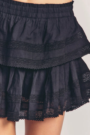 Ruffle Mini Skirt in Black