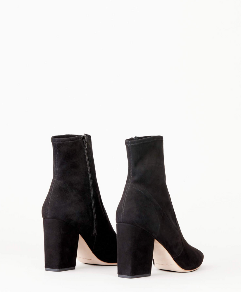 Isla Black Suede Slim Ankle Bootie in Black