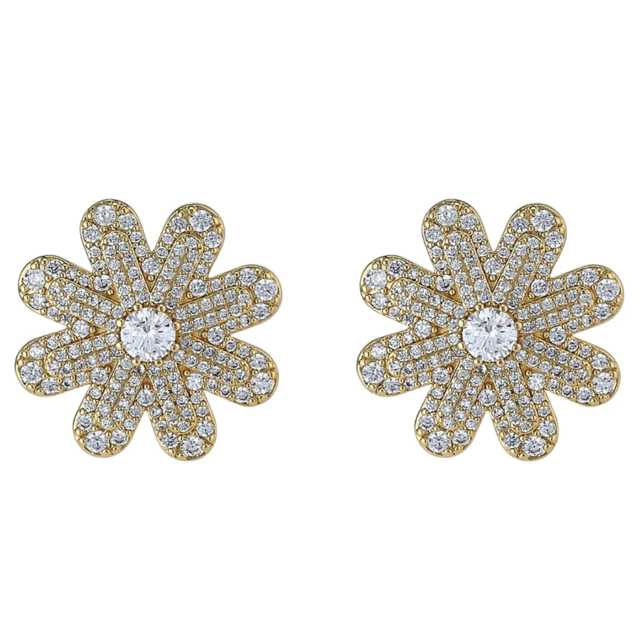 
            
                Load image into Gallery viewer, Daisy Pave Stud- Gold
            
        