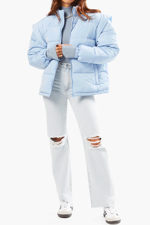 
            
                Load image into Gallery viewer, Snap-Off Sleeve Puffer Jacket in Blue Bell
            
        