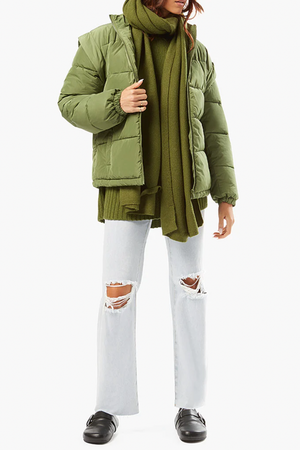 
            
                Load image into Gallery viewer, Snap-Off Sleeve Puffer Jacket in Basil
            
        