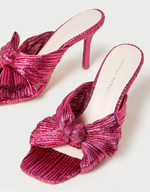 
            
                Load image into Gallery viewer, Claudia Fuchsia Pleated Bow Mule
            
        