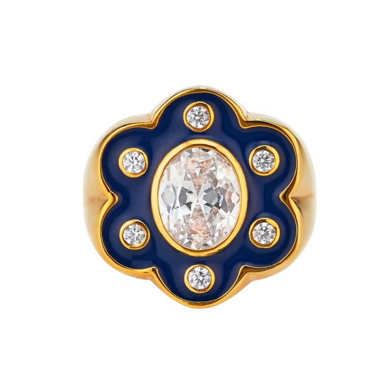 
            
                Load image into Gallery viewer, Navy Dahlia Ring
            
        