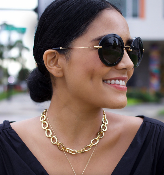 Chunky Link Chain with Lapis Bead